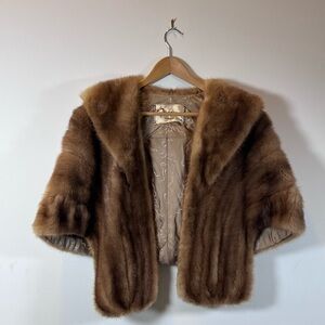 Vintage Mink Fur Capelet Stole | Old Hollywood Fur Wrap
